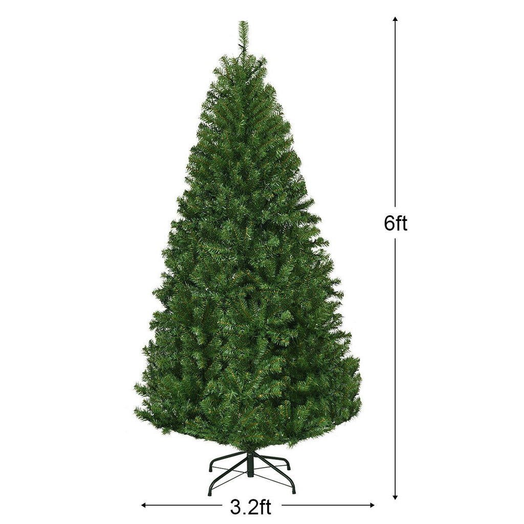 6 FT Pre-Lit Artificial Christmas Tree, Hinged, Over 1000 Tips and 330 LEDs with 11 Modes