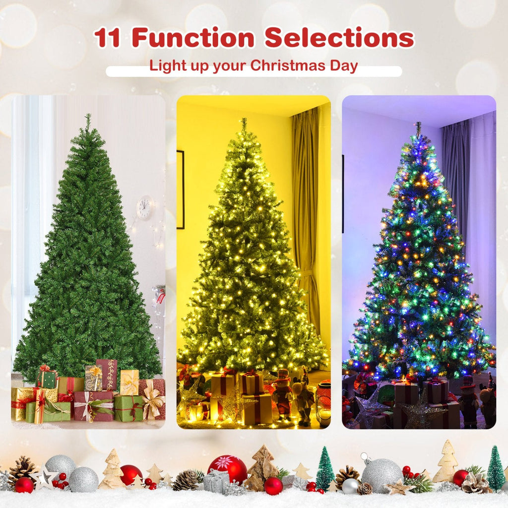 8 FT Pre-Lit Artificial Christmas Tree, Hinged, 2128 Branch Tips, 750 LEDs and 11 Light Modes