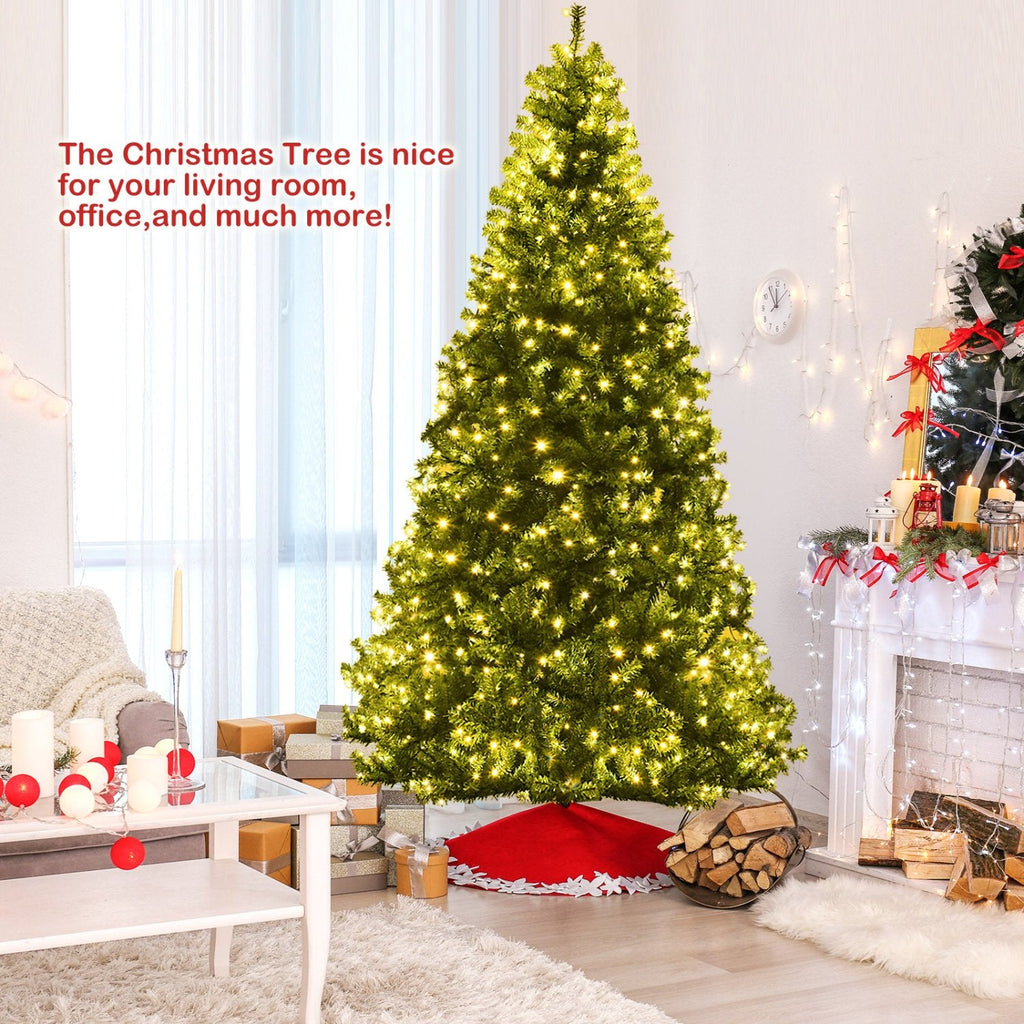 8 FT Pre-Lit Artificial Christmas Tree, Hinged, 2128 Branch Tips, 750 LEDs and 11 Light Modes