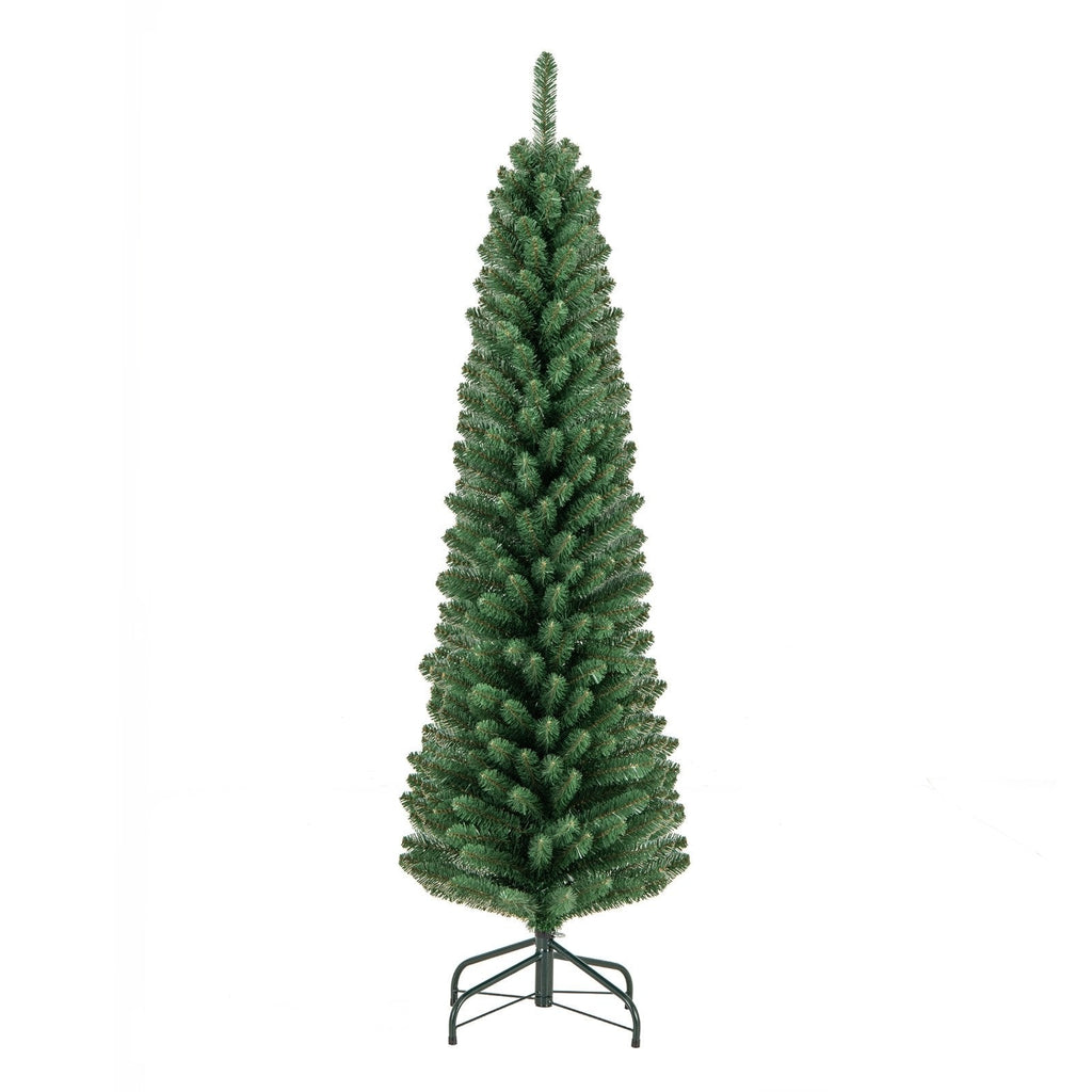 5 FT Unlit Pencil Christmas Tree with 295 Memory Wire Branch Tips and Upgraded Metal Stand