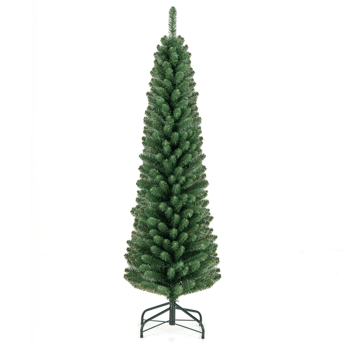 5 FT Unlit Pencil Christmas Tree with 295 Memory Wire Branch Tips and Upgraded Metal Stand