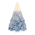 8 FT Blue Gradient Snow Flocked Pre-Lit Christmas Tree with 1774 Tips and 470 Warm White LEDs