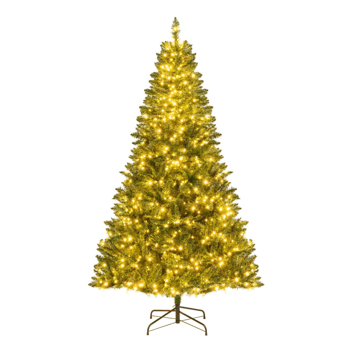 7 FT Pre-Lit Hinged Christmas Tree with 990 Tips, 1000 Warm White LEDs, 7 Modes and Memory