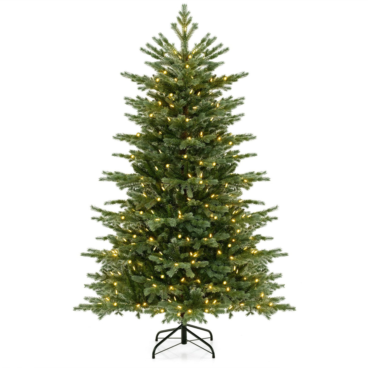 6 FT Pre-Lit Artificial Christmas Tree with 2116 PVC and PE Tips and 300 Warm White Bulb Lights