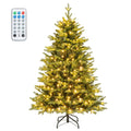 5 FT Pre-Lit Hinged Christmas Tree with 844 Tips, 250 LEDs, Remote, 11 Modes and Memory Function
