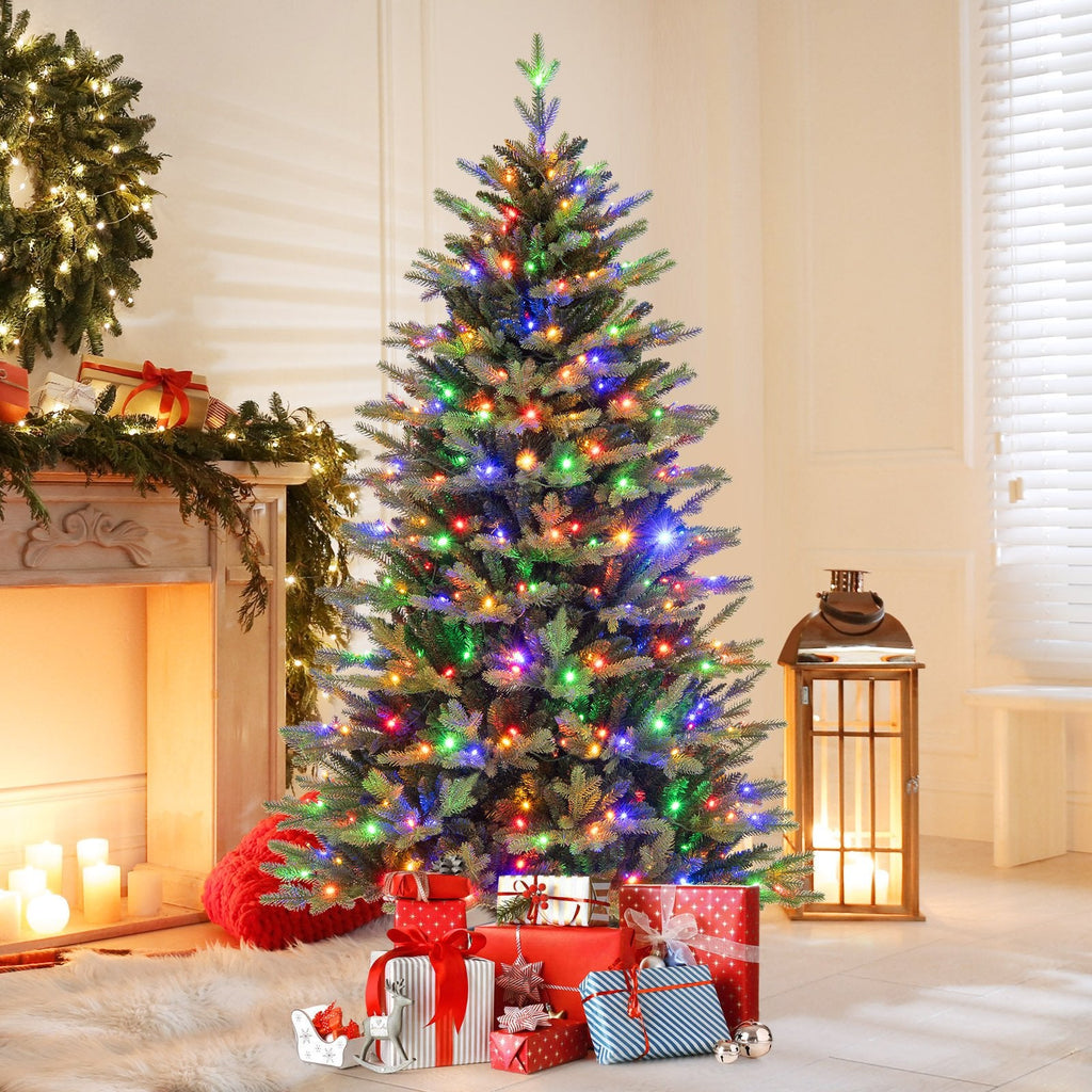 6 FT Pre-Lit Hinged Christmas Tree with 1168 Tips, 350 LEDs, Remote, 11 Modes and Memory