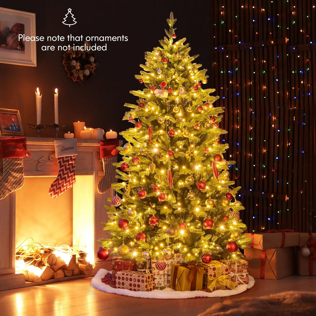 6 FT Pre-Lit Hinged Christmas Tree with 1168 Tips, 350 LEDs, Remote, 11 Modes and Memory