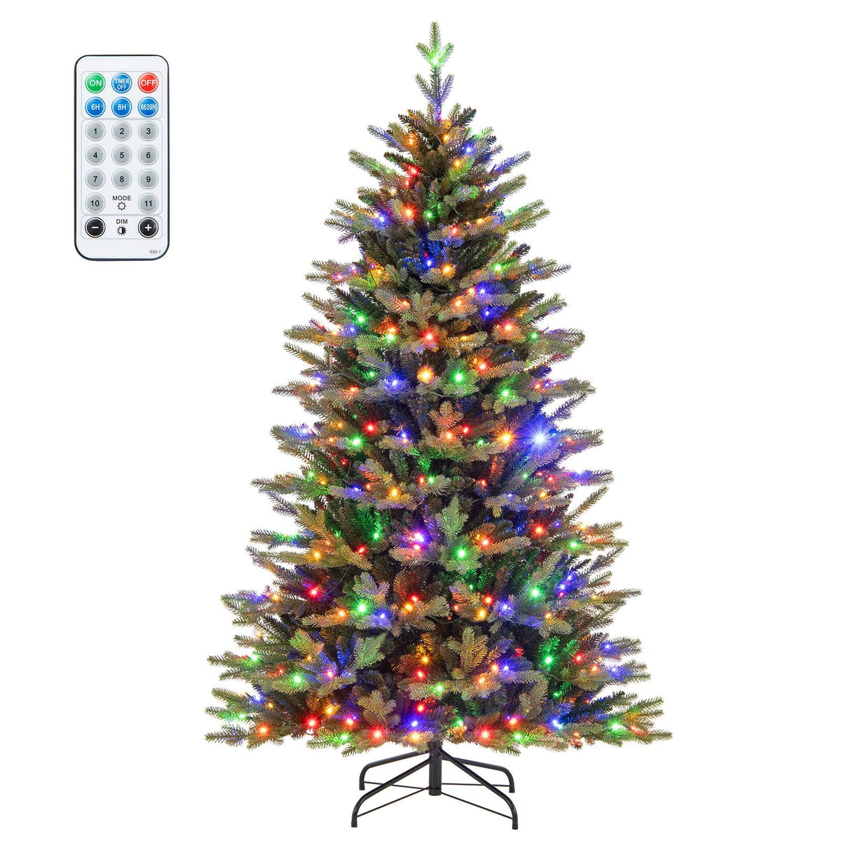 6 FT Pre-Lit Hinged Christmas Tree with 1168 Tips, 350 LEDs, Remote, 11 Modes and Memory
