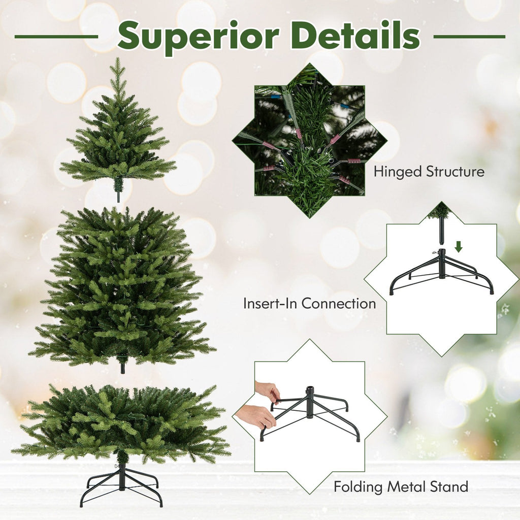 6 FT Pre-Lit Hinged Christmas Tree with 1168 Tips, 350 LEDs, Remote, 11 Modes and Memory