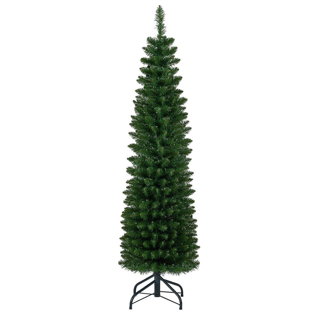 5 FT Pre-Lit Slim Pencil Christmas Tree with 324 Bullet Shaped Tips and 150 Warm White LEDs