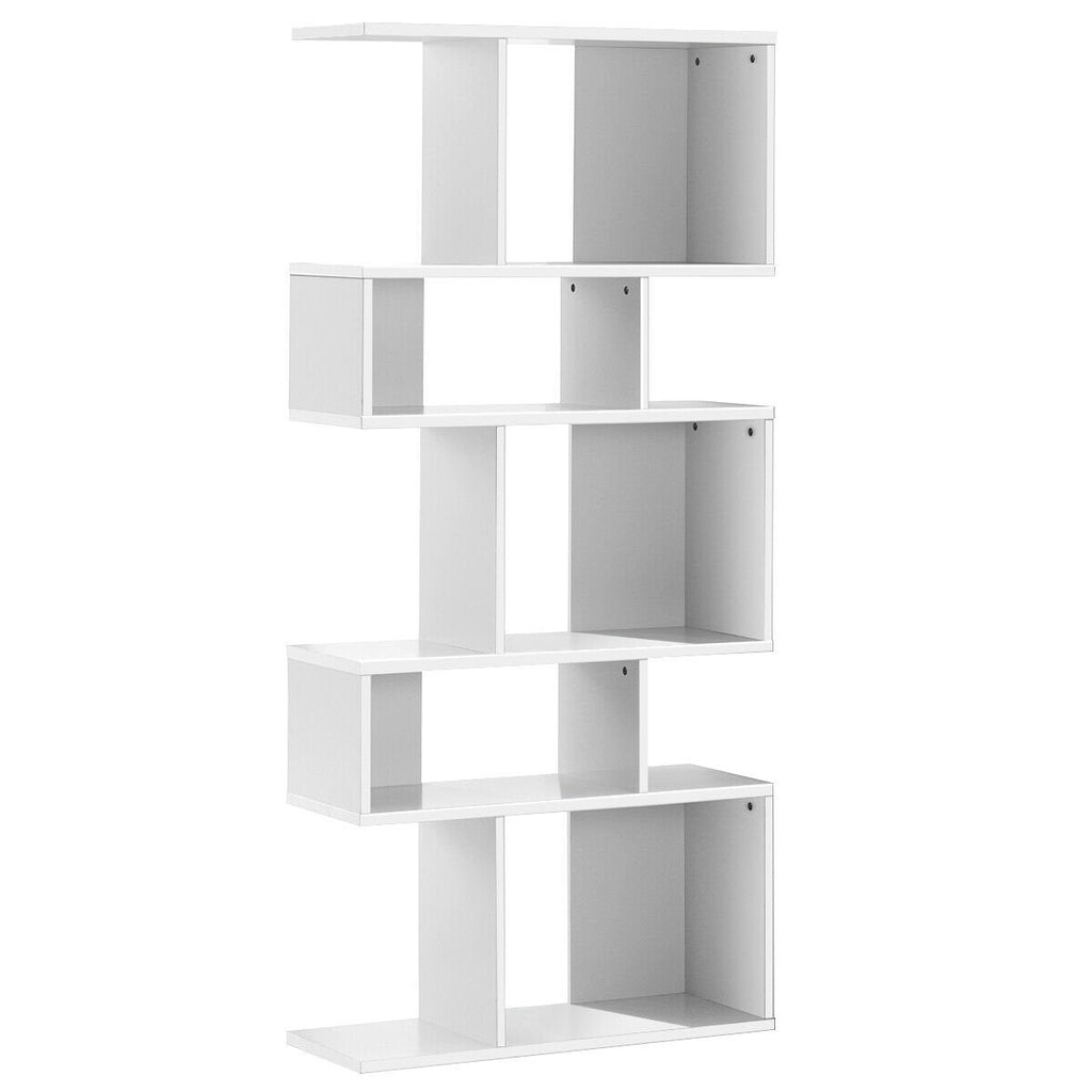 5 Cube Ladder Bookshelf and Corner Display Rack, White