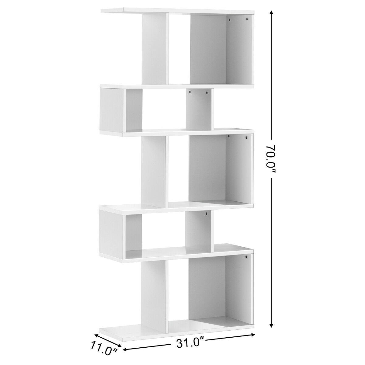5 Cube Ladder Bookshelf and Corner Display Rack, White