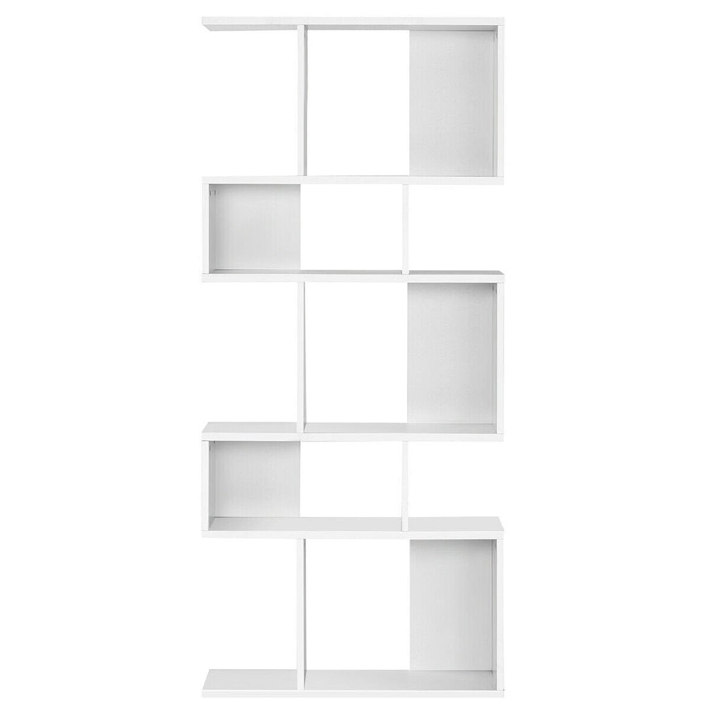 5 Cube Ladder Bookshelf and Corner Display Rack, White