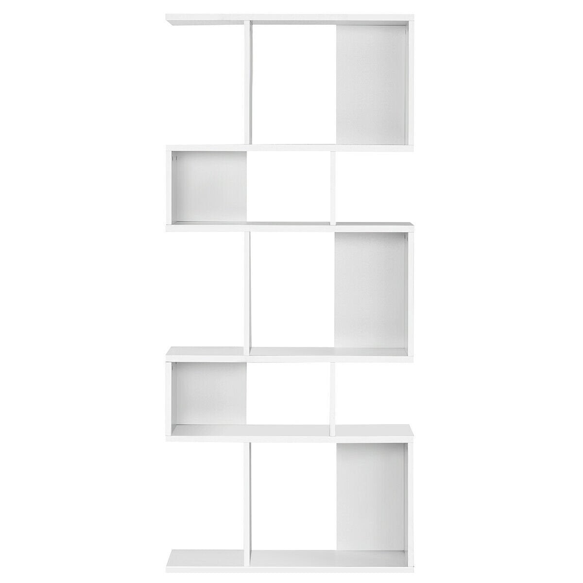 5 Cube Ladder Bookshelf and Corner Display Rack, White