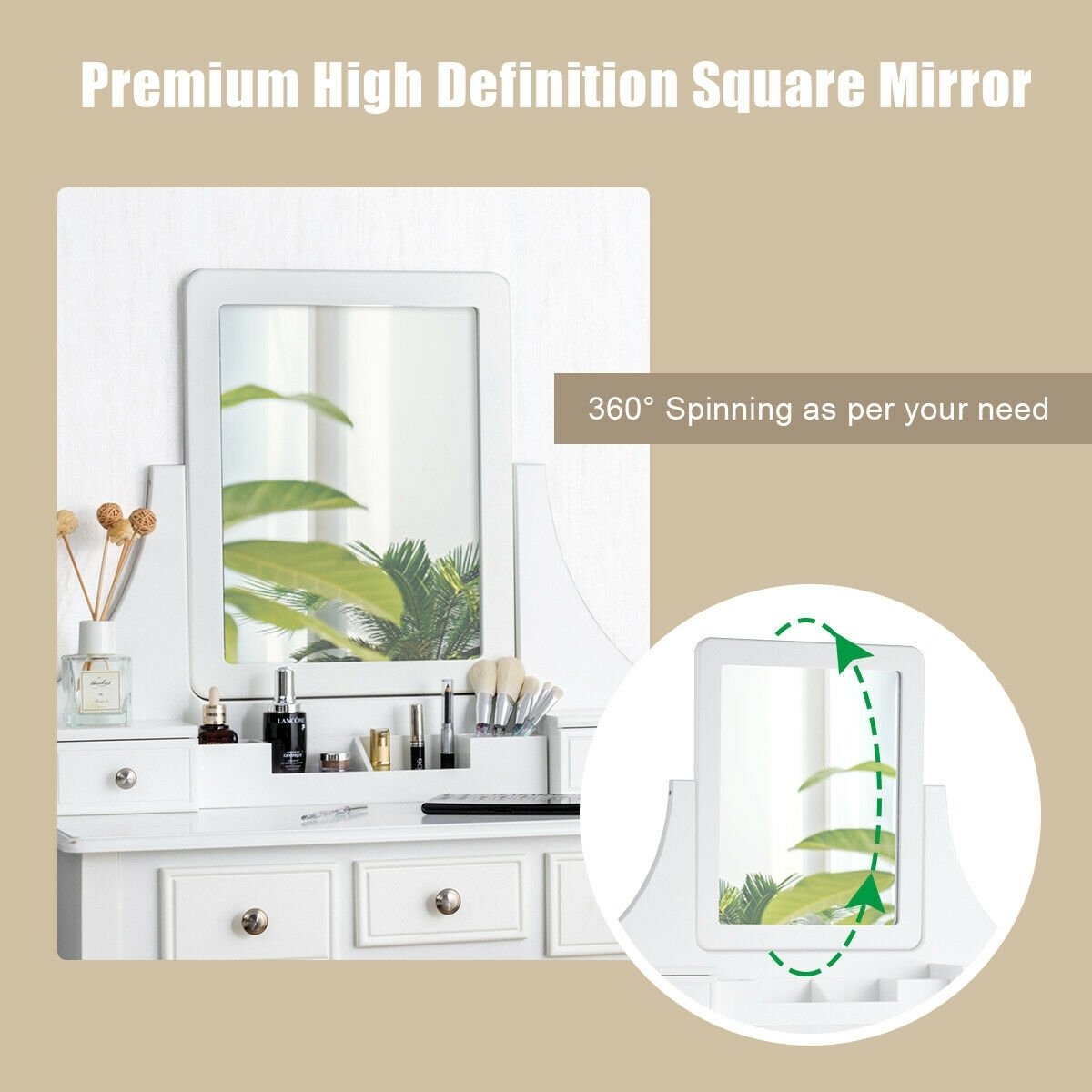 5 Drawers Removable Box Makeup Dressing Vanity Set-White