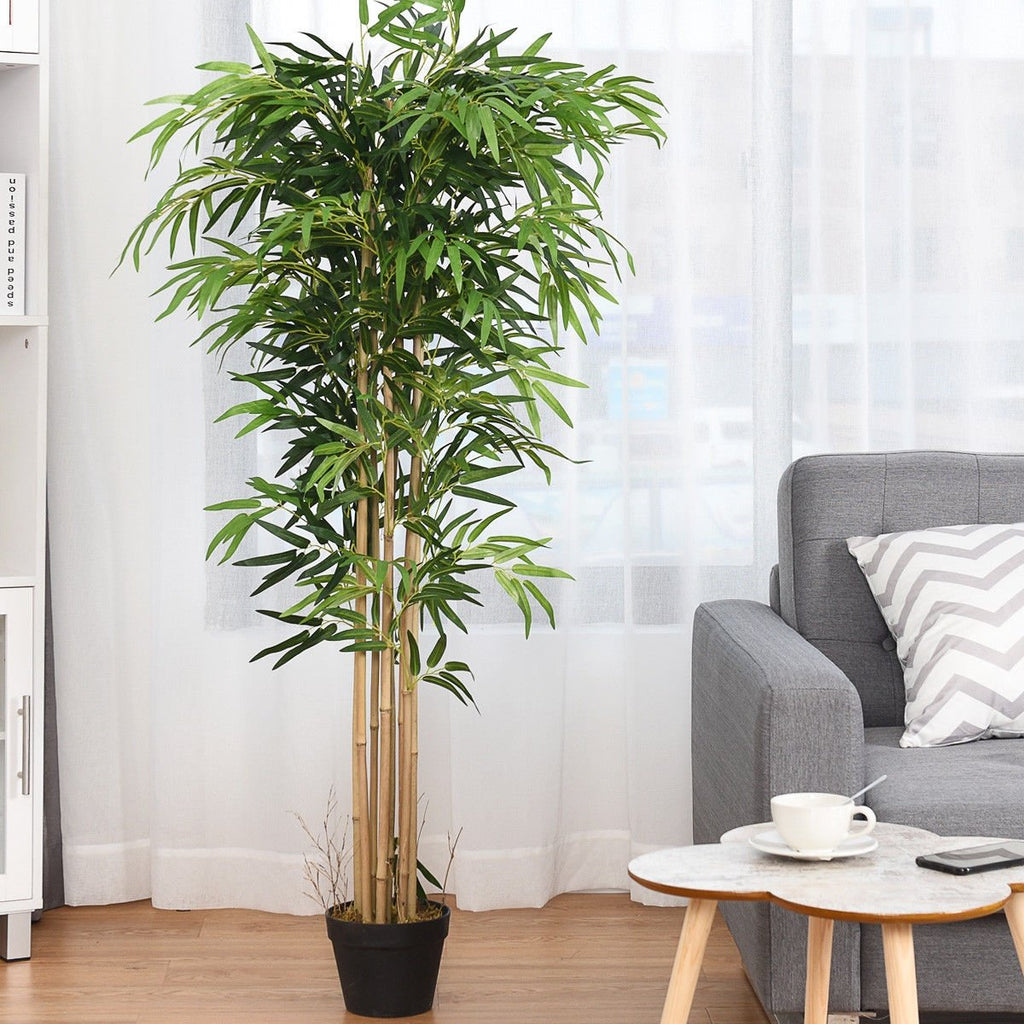 5 Foot Artificial Bamboo Tree, 8 Trunk Silk Bamboo in a 7 Inch Planter