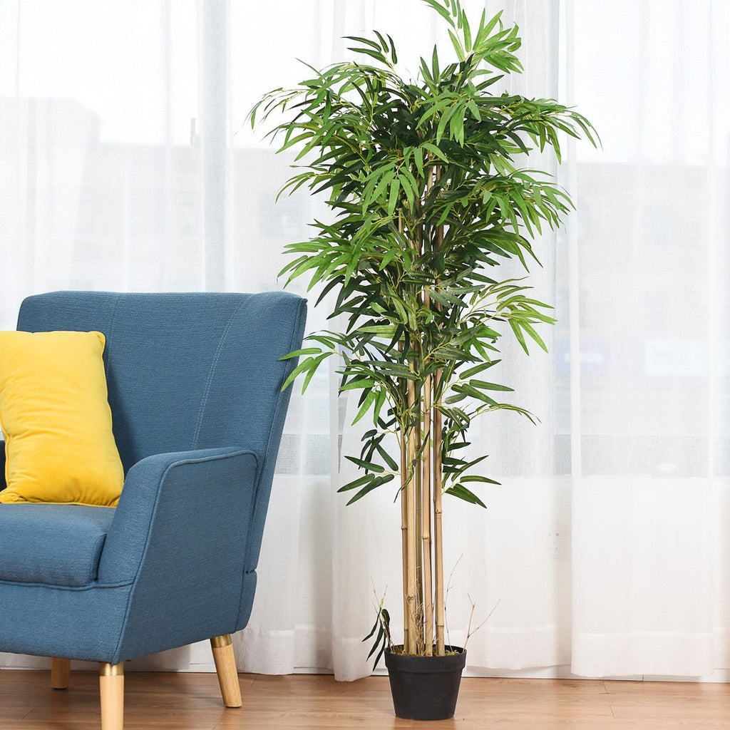 5 Foot Artificial Bamboo Tree, 8 Trunk Silk Bamboo in a 7 Inch Planter