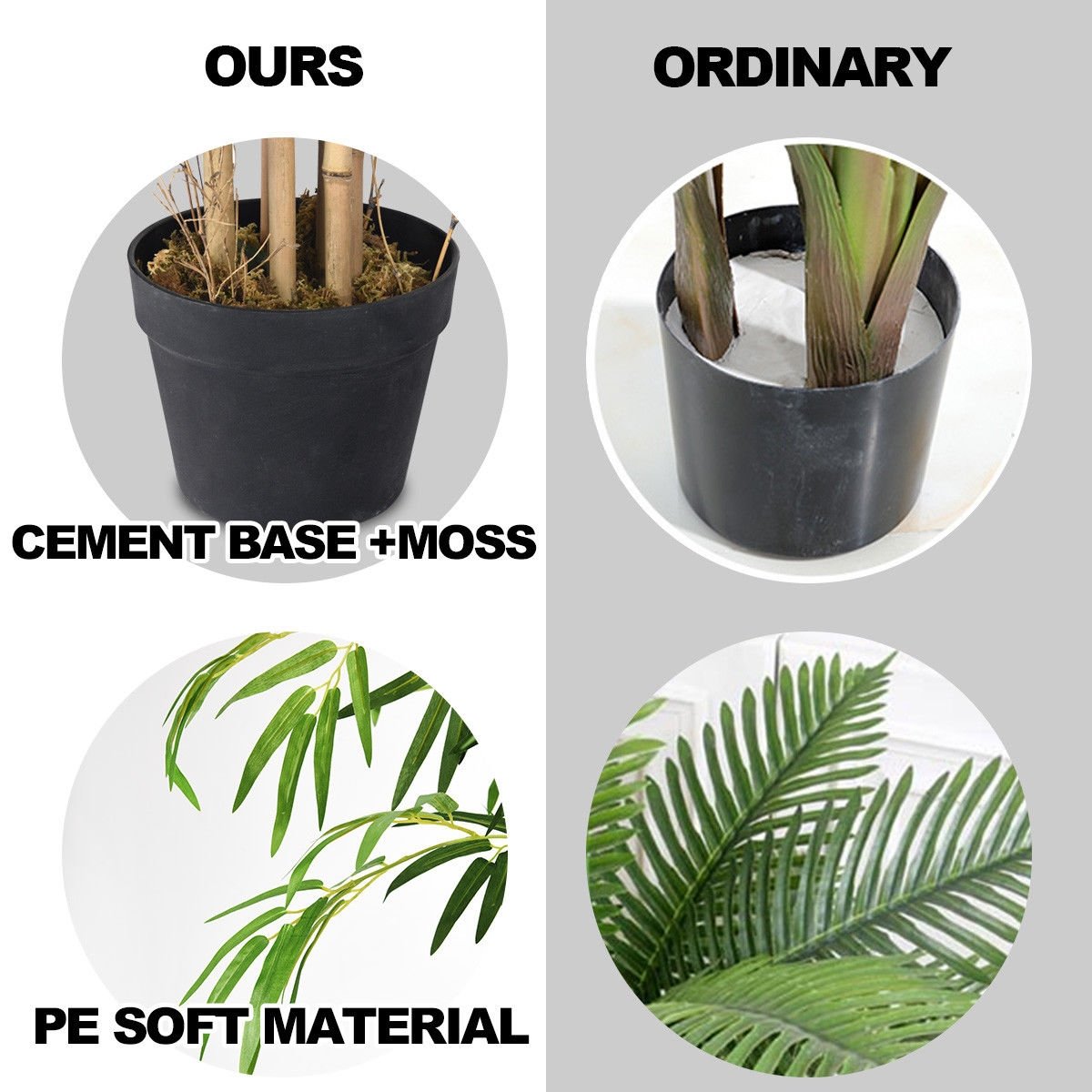 5 Foot Artificial Bamboo Tree, 8 Trunk Silk Bamboo in a 7 Inch Planter