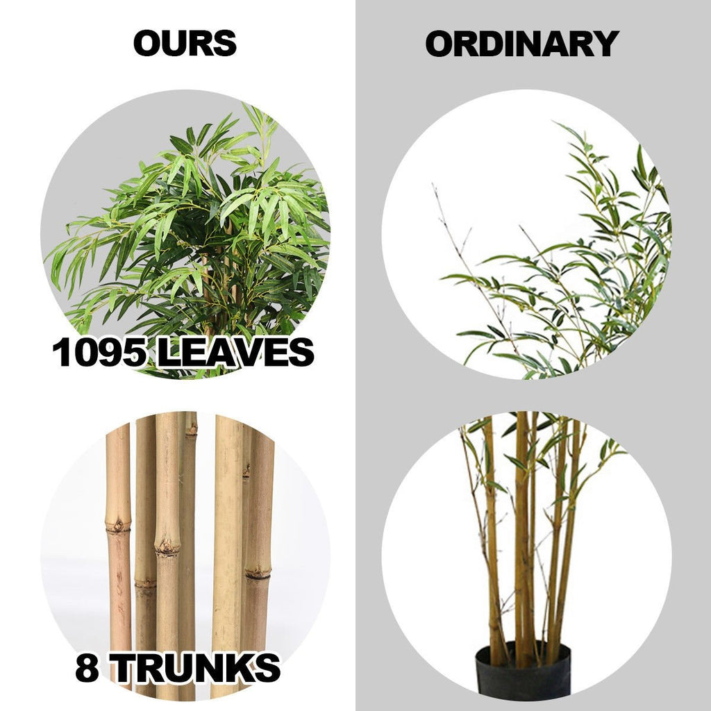 5 Foot Artificial Bamboo Tree, 8 Trunk Silk Bamboo in a 7 Inch Planter