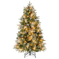 5 FT Pre-Lit Christmas Tree with 602 Tips in Three Leaf Types, 26 Pine Cones and 26 Berry Clusters