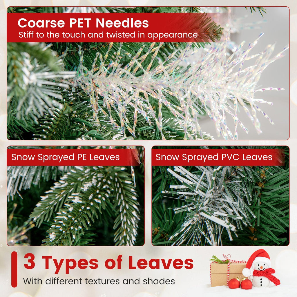 5 FT Pre-Lit Christmas Tree with 602 Tips in Three Leaf Types, 26 Pine Cones and 26 Berry Clusters