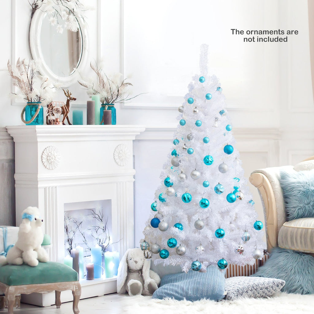 5 FT White Artificial Christmas Tree with 350 Branch Tips and Solid Metal Stand