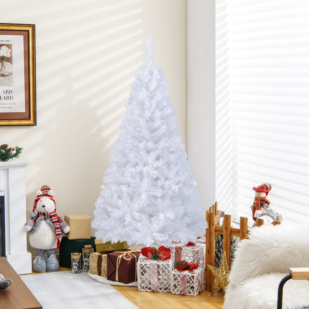 5 FT White Artificial Christmas Tree with 350 Branch Tips and Solid Metal Stand