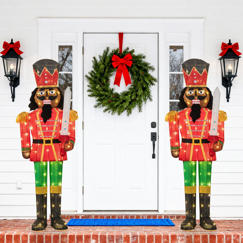 5 FT Giant Nutcracker with Glitter Sword for Outdoor