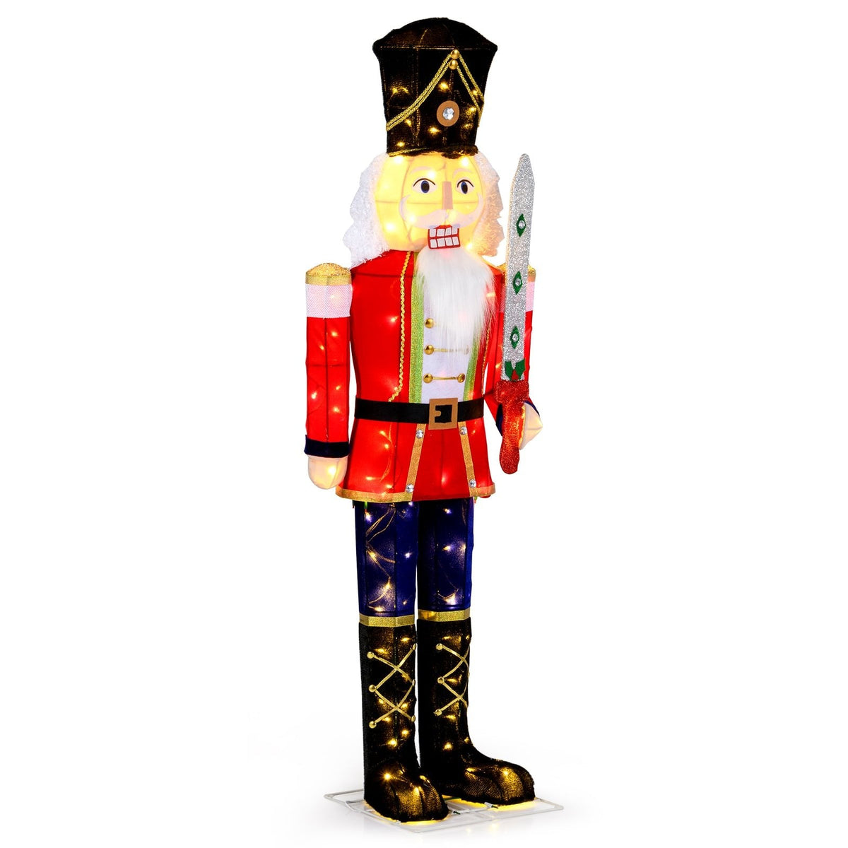 5 FT Giant Nutcracker Outdoor Christmas Decoration with Glitter Sword
