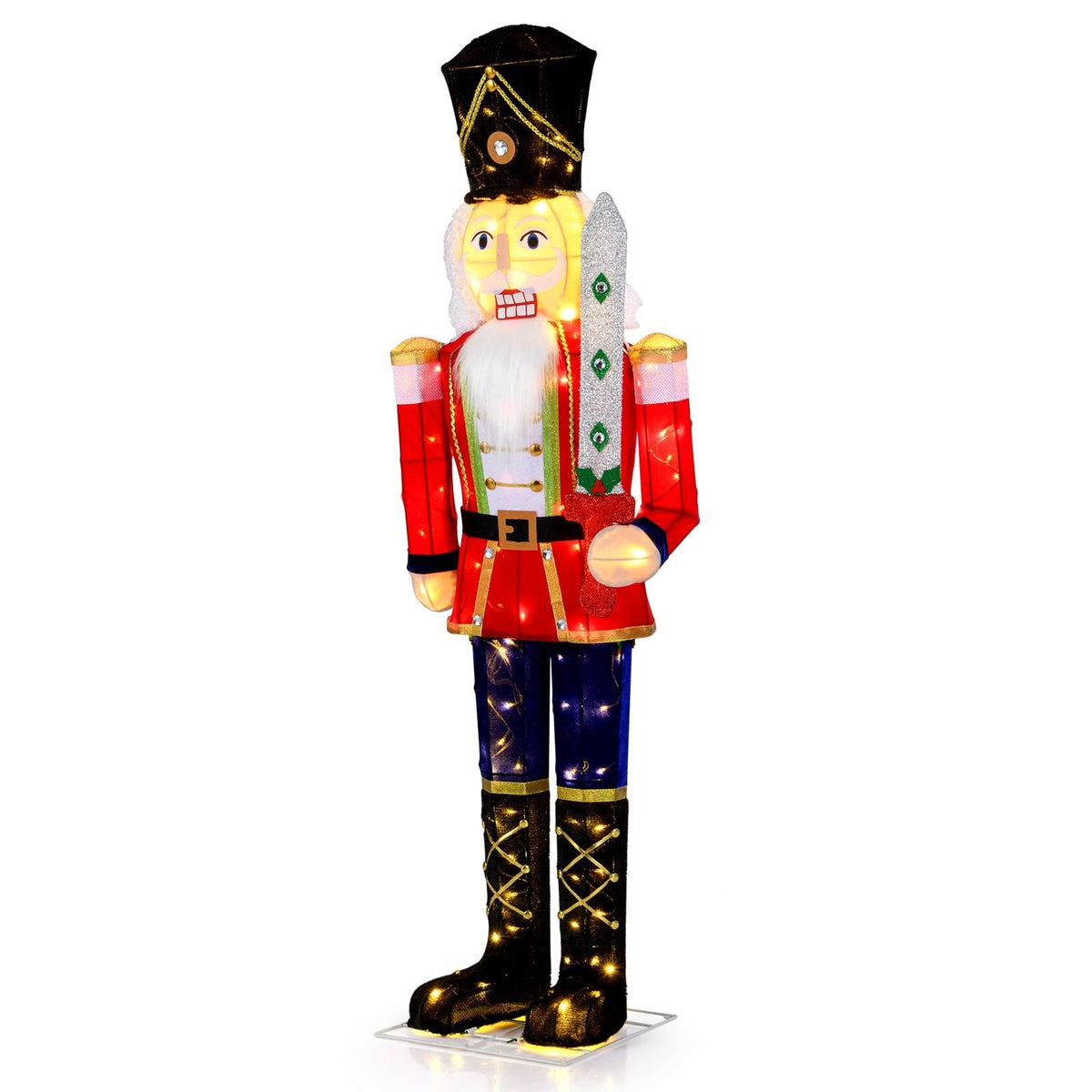 5 FT Giant Nutcracker Outdoor Christmas Decoration with Glitter Sword