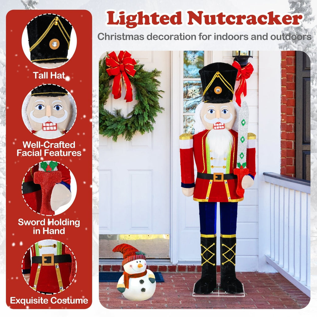 5 FT Giant Nutcracker Outdoor Christmas Decoration with Glitter Sword