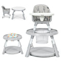 5-in-1 Baby Highchair with Height Adjustable and 2-Tier Tray Storage Busket-Gray