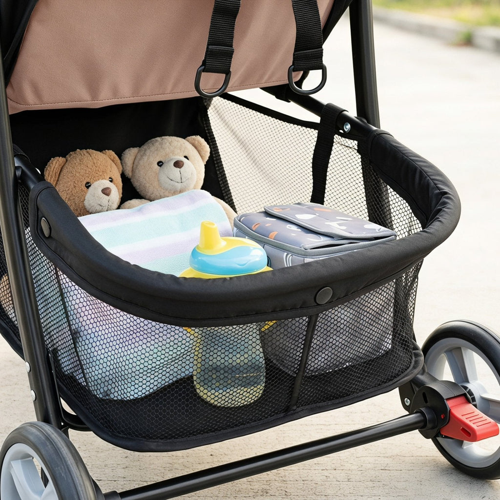 Toddler Travel Stroller for Airplane with Canopy and Adjustable Backrest-Coffee