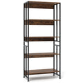5-Tier Bookshelf with Adjustable and Tiltable Shelves-Rustic Brown