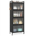 5-Tier Kitchen Baker's Rack with Flip-up PC Doors-Black
