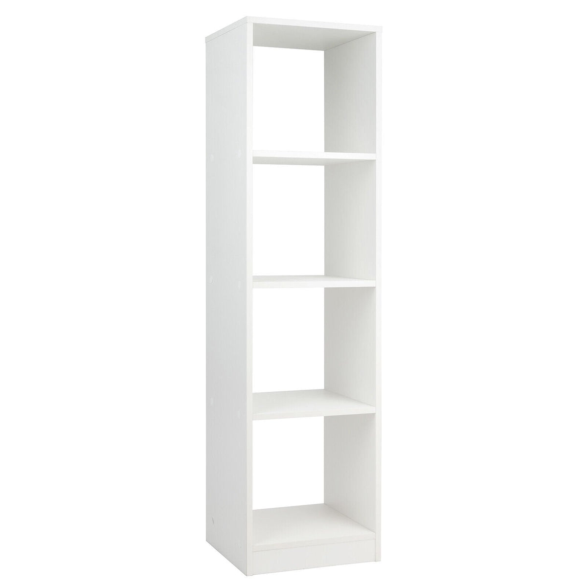 5 Tier Narrow Bookshelf with 4 Cubes and 4 Anti Tipping Kits, White