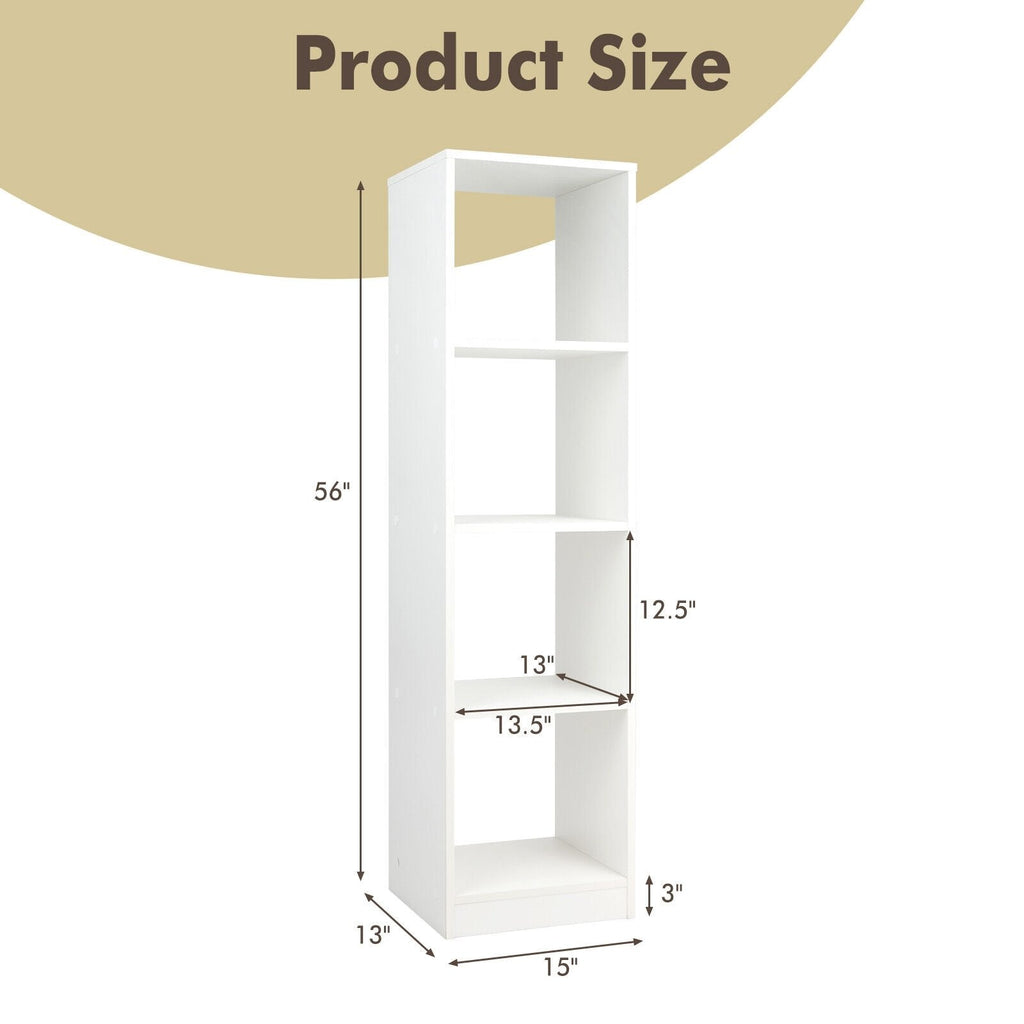 5 Tier Narrow Bookshelf with 4 Cubes and 4 Anti Tipping Kits, White