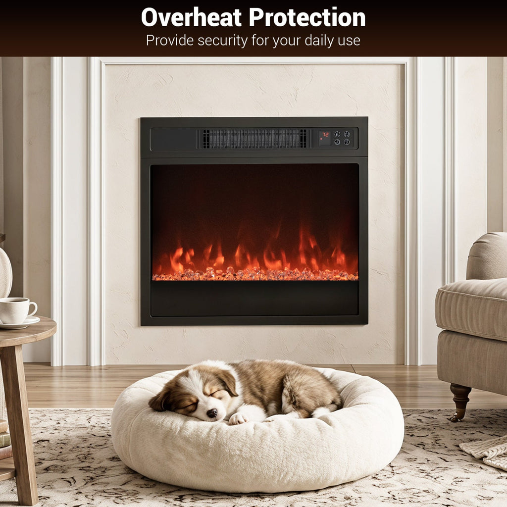 5000 BTU 18-Inch Electric Fireplace Insert with Remote Control and Brightness-Black