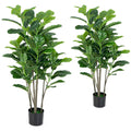 51 Inch Artificial Fiddle Leaf Fig Trees, 2 Pack with Cement Filled Pots