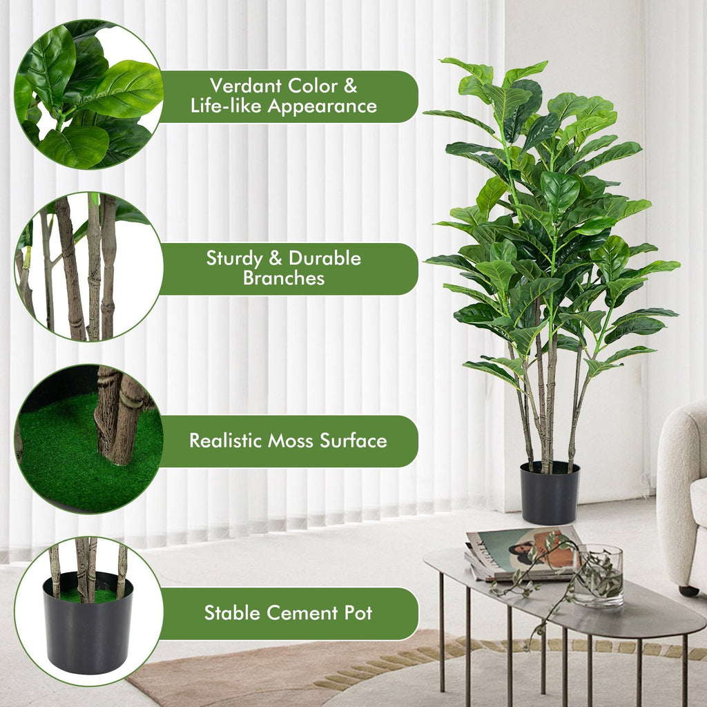 51 Inch Artificial Fiddle Leaf Fig Trees, 2 Pack with Cement Filled Pots