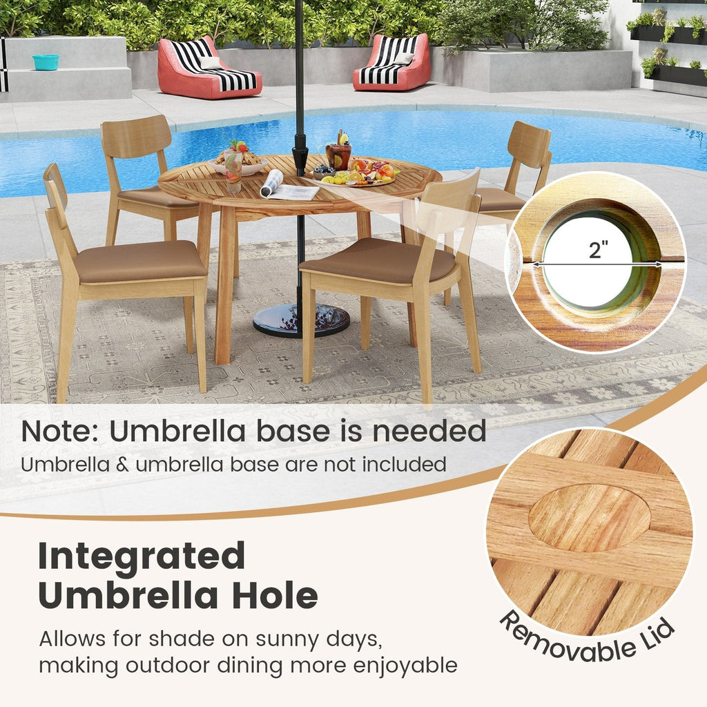 53 Inch Outdoor Acacia Wood Dining Table for 4-6 People