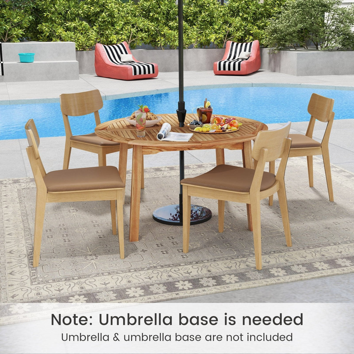 53 Inch Outdoor Acacia Wood Dining Table for 4-6 People