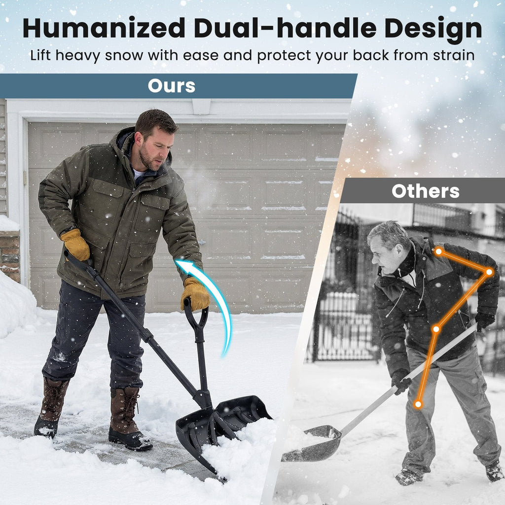 53 Inch Snow Shovel with Assist Handle for Driveway Car Garage Camping-Black