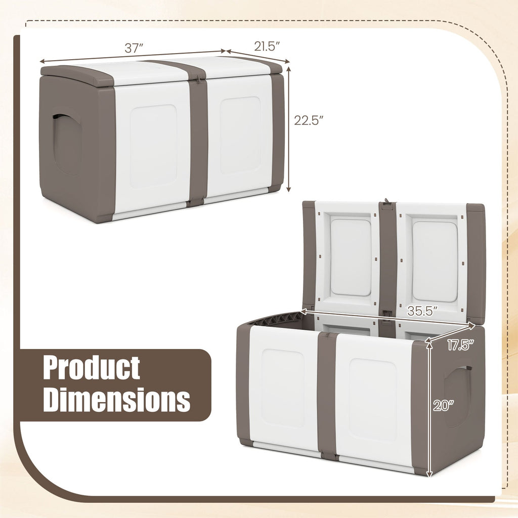 53 Gallon Patio Container with Lockable Lid, for Packages and Garden-Beige