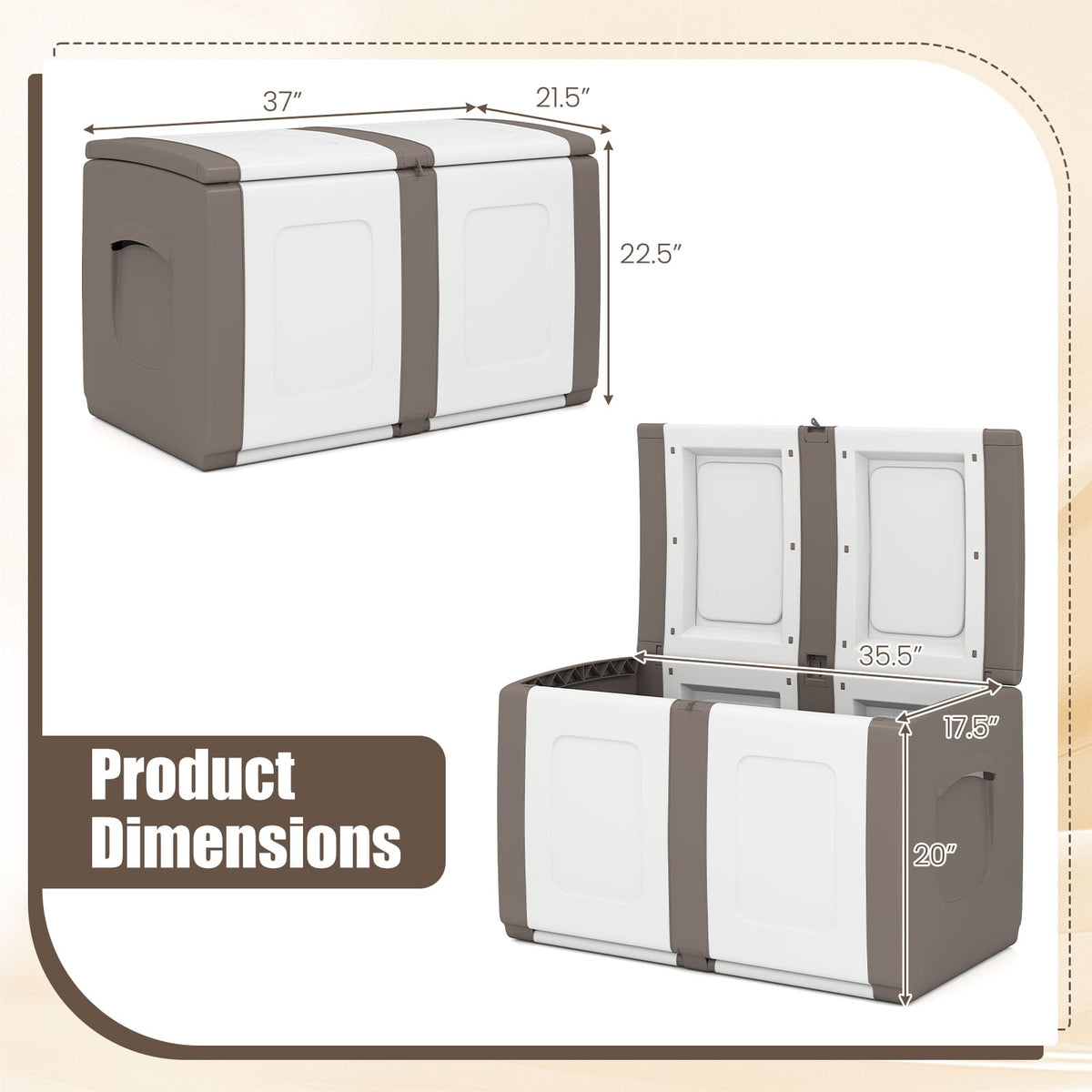 53 Gallon Patio Container with Lockable Lid, for Packages and Garden-Beige