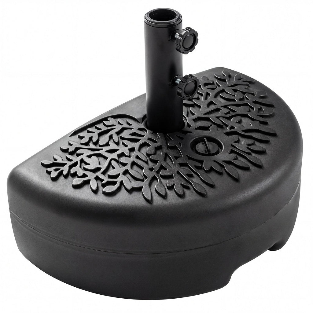 55 LBS Half Round Patio Umbrella Base, for Deck Lawn Poolside-Black