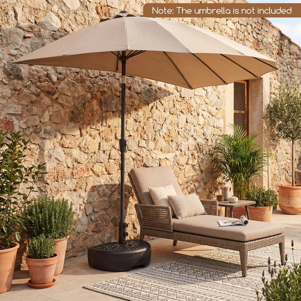 55 LBS Half Round Patio Umbrella Base, for Deck Lawn Poolside-Black