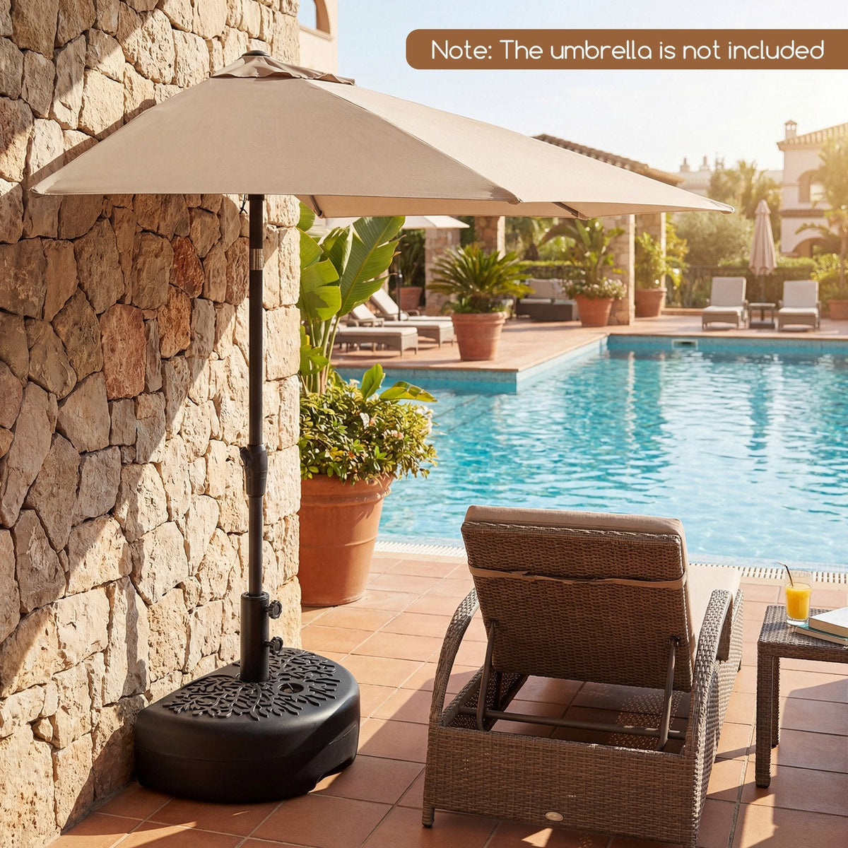 55 LBS Half Round Patio Umbrella Base, for Deck Lawn Poolside-Black