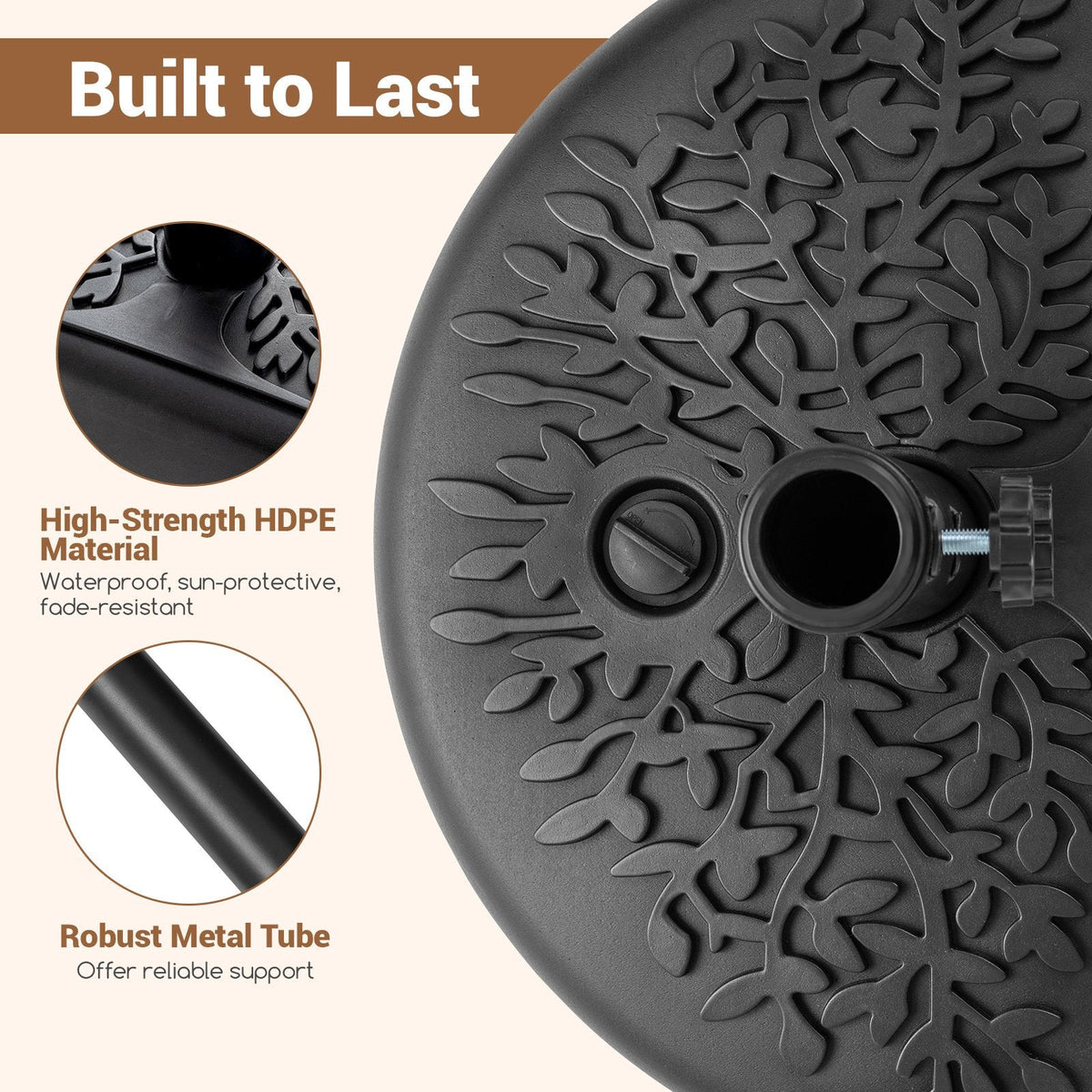 55 LBS Half Round Patio Umbrella Base, for Deck Lawn Poolside-Black