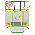 55 inches Trampoline for Kids with Adjustable Gymnastics Bar and Basketball Hoop for 3+-Yellow